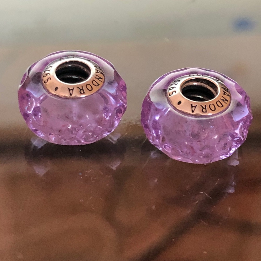 Authentic Pandora wavy lavender murano charms